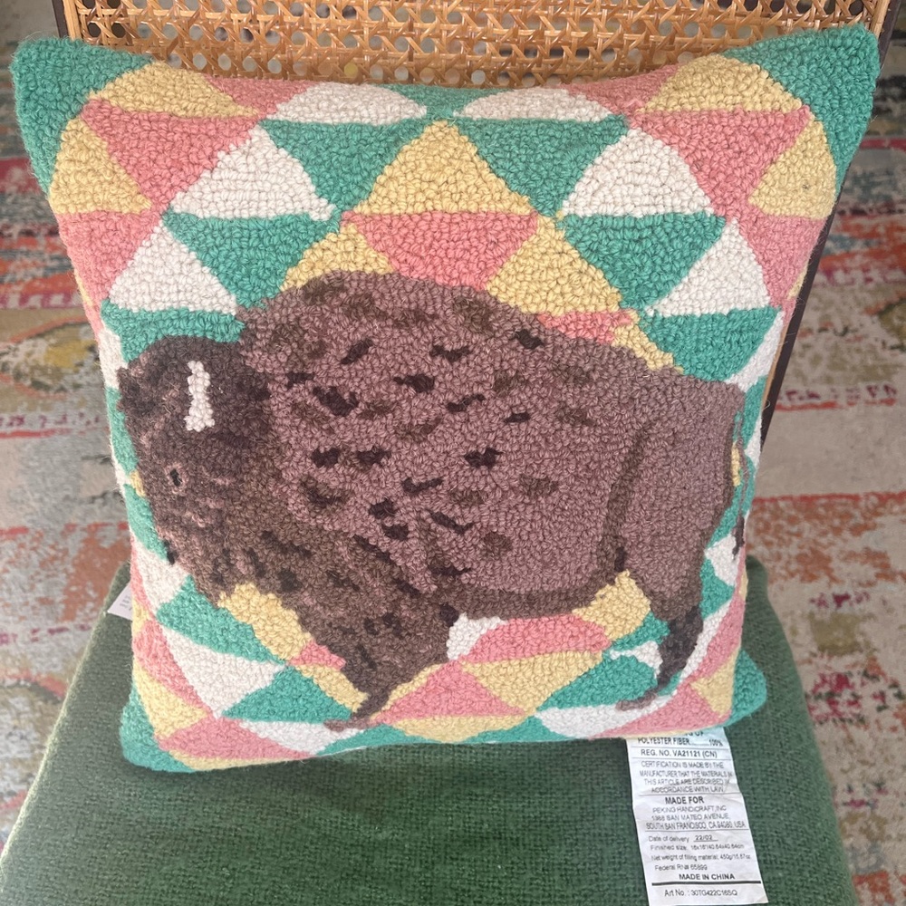 Buffalo Patterned Accent Pillow - Picture 2 of 7